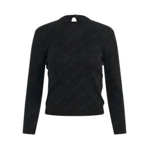 Allover Logo Knit Sweater in Black