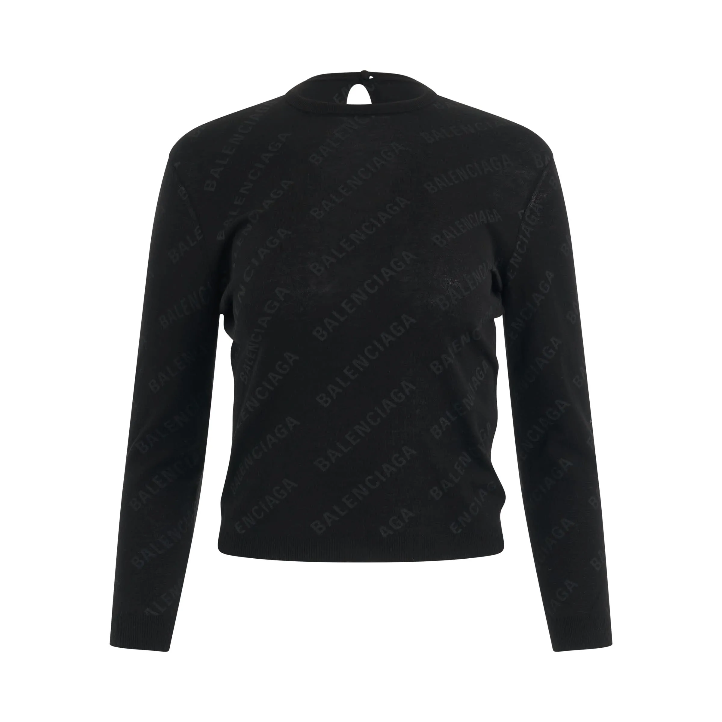 Allover Logo Knit Sweater in Black