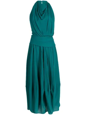 BARBOSA HALTERNECK SILK MIDI DRESS