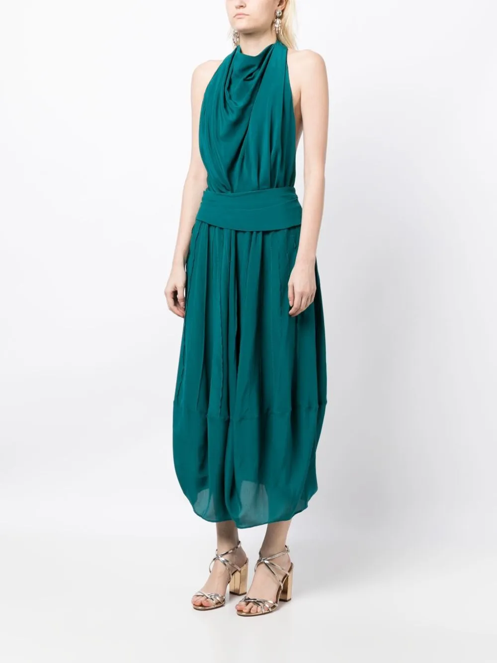 BARBOSA HALTERNECK SILK MIDI DRESS