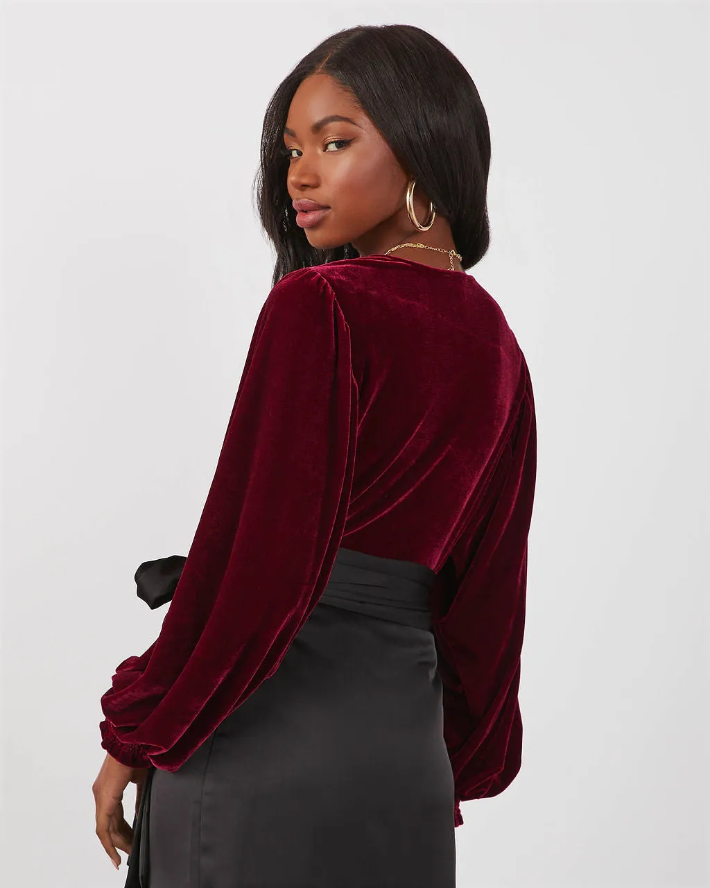 Bevie Velvet Long Sleeve Bodysuit