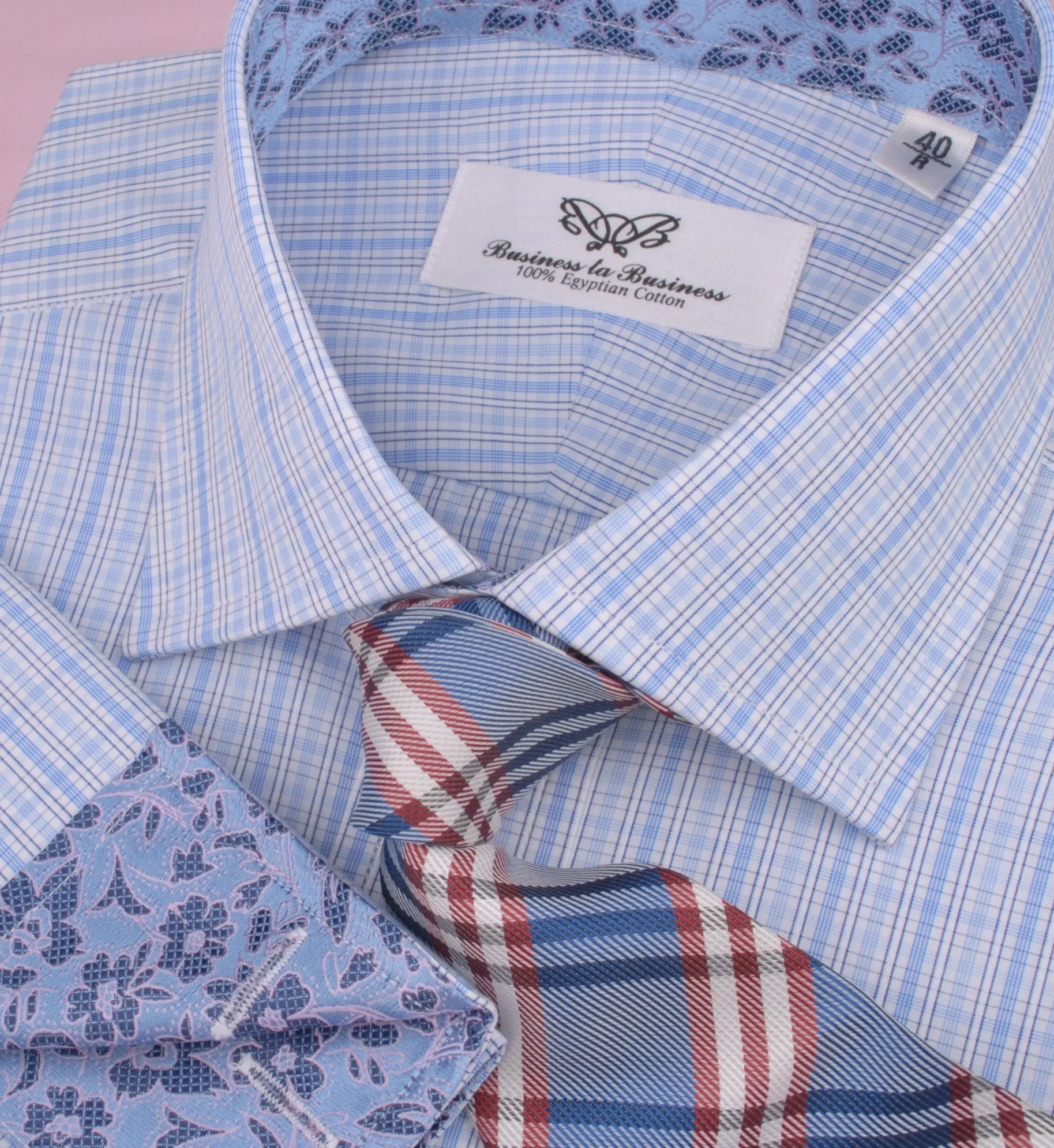 Blue Striped Checkered Formal Business Dress Shirt Hawaiian Hibiscus Floral Fashion