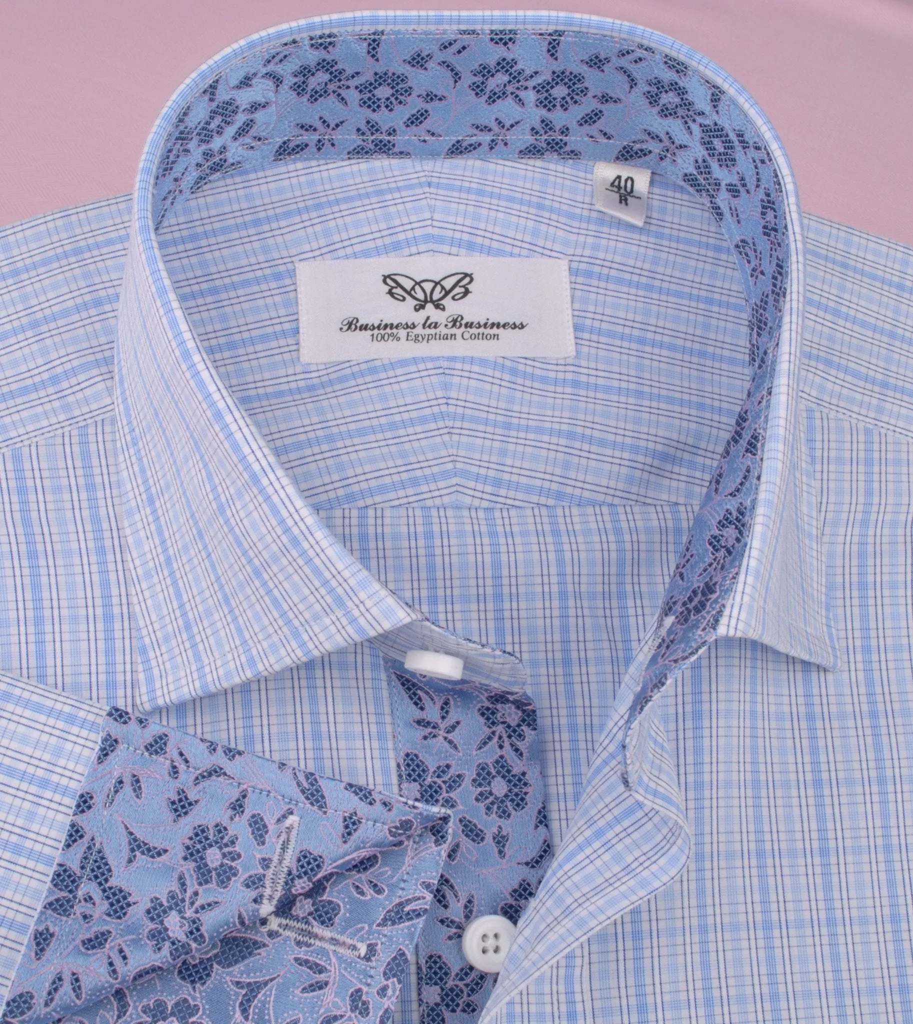 Blue Striped Checkered Formal Business Dress Shirt Hawaiian Hibiscus Floral Fashion