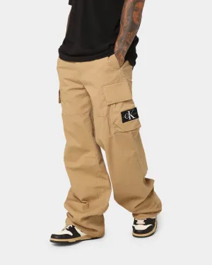 Calvin Klein Badge Woven Cargo Pants Travertine