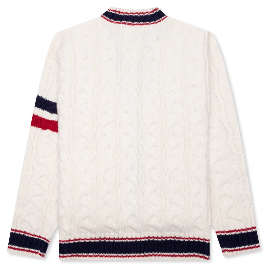 College Badges Knit Cardigan - Ivory