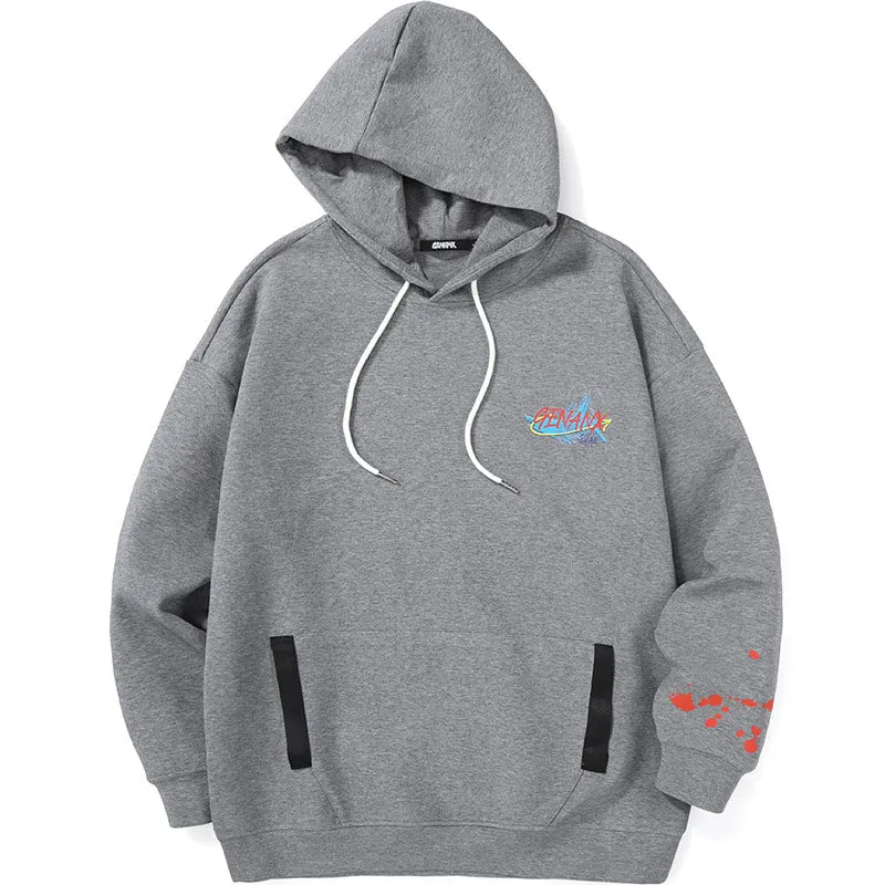 Cozy Style Pocket Print Couple Hoodies