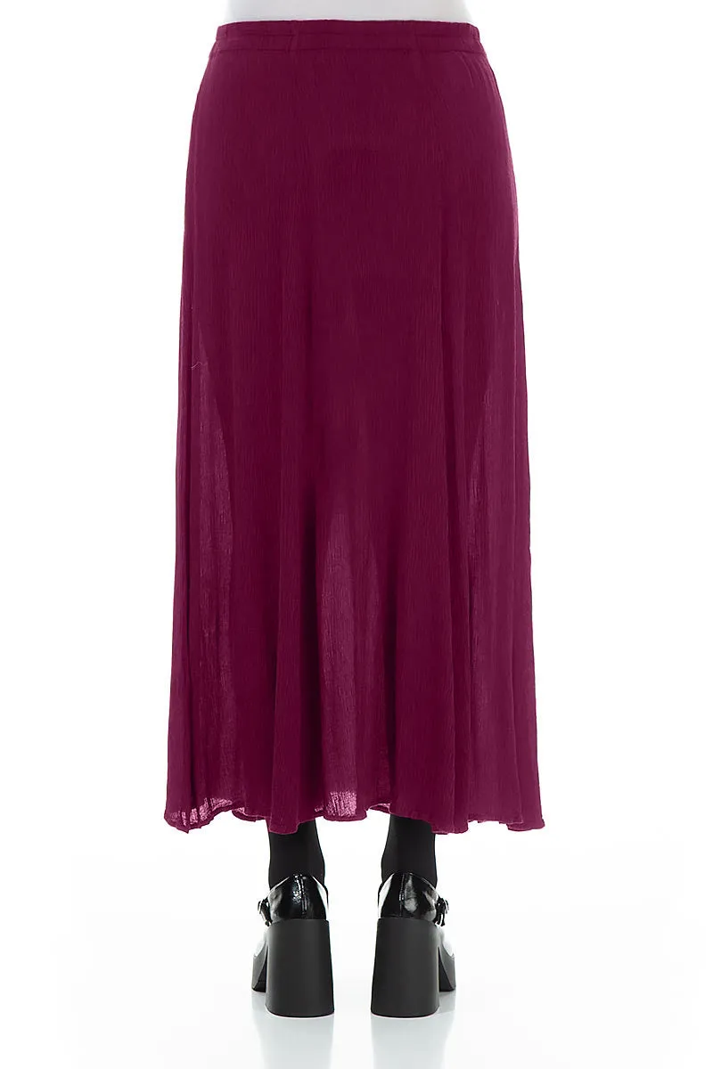 Crinkled Magenta Silk Viscose Maxi Skirt