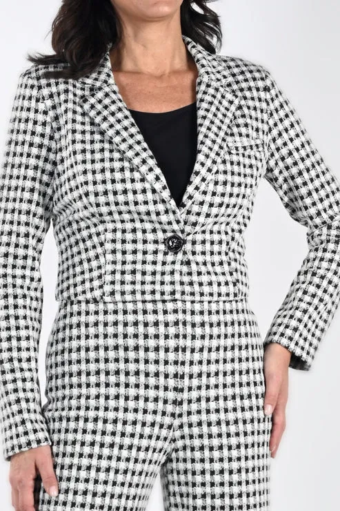 Cropped Houndstooth Jacket