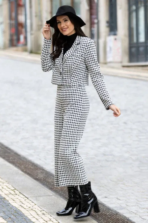 Cropped Houndstooth Jacket