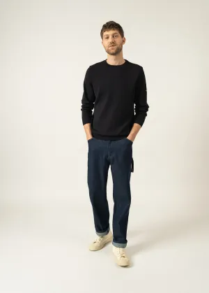 Cruiser round neck jumper - in soft wool (NAVY)