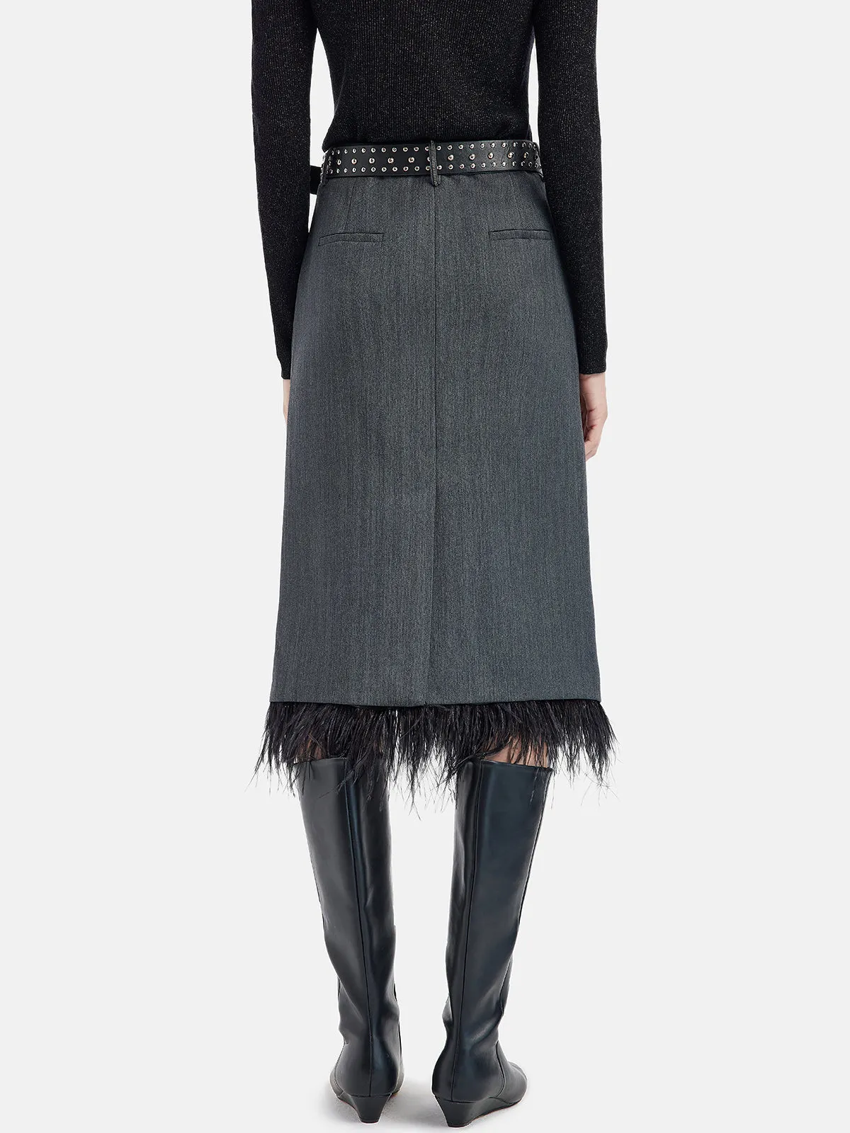 Detachable Ostrich Feather Wool Skirt