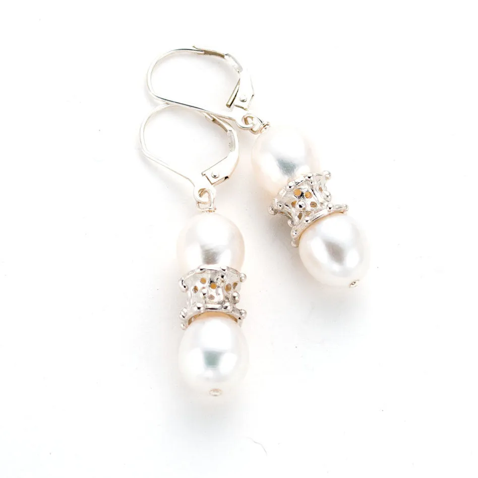 Double Pearl Cap Earring