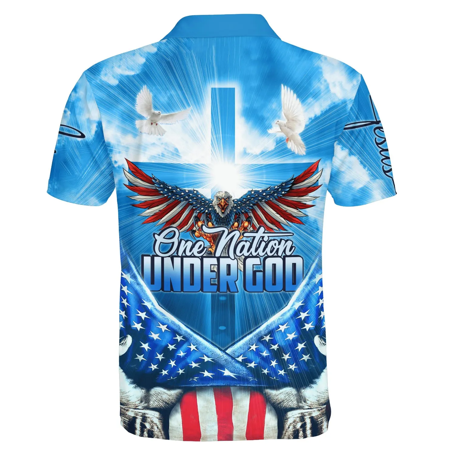 Eagle One Nation Under God Polo Shirt - Christian Shirts & Shorts