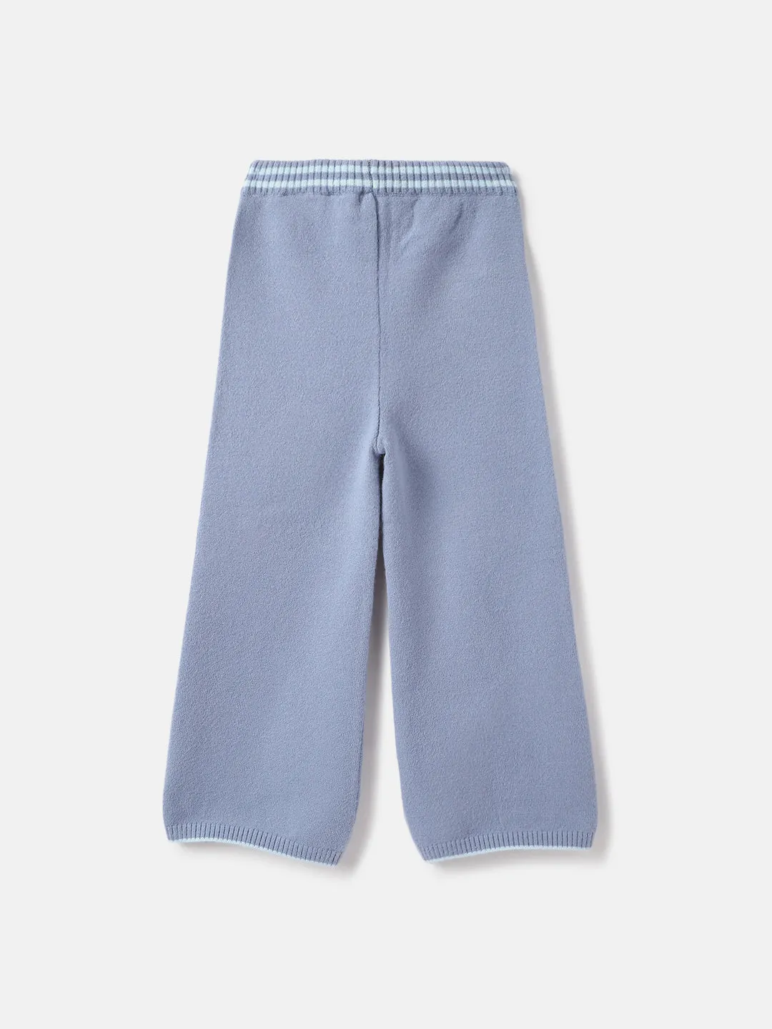 Elle Girls Blue Solid Wide Leg Sweatpant