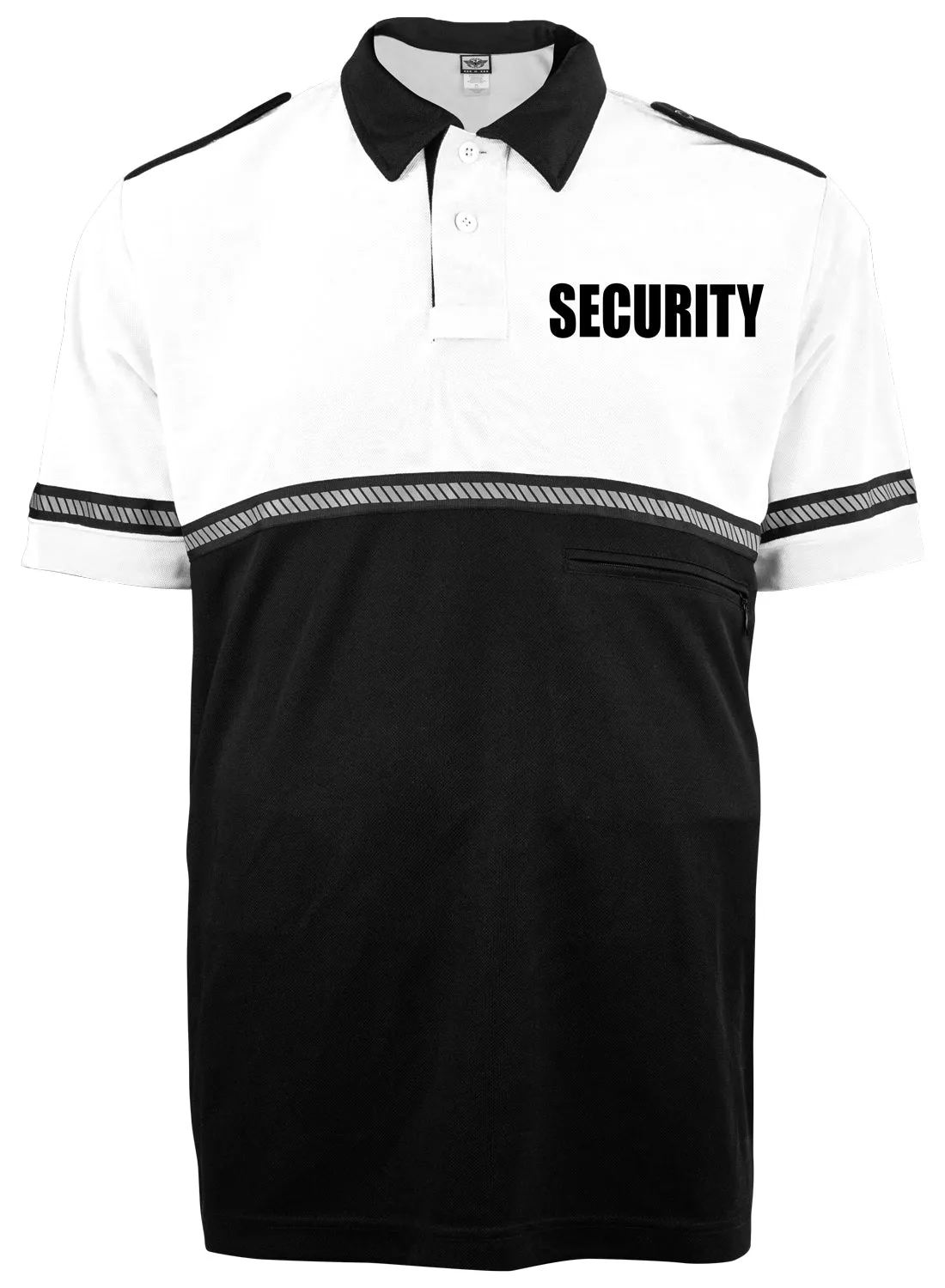 First Class Two Tone Security Bike Patrol Shirt with Zipper Pocket and Hash Stripes