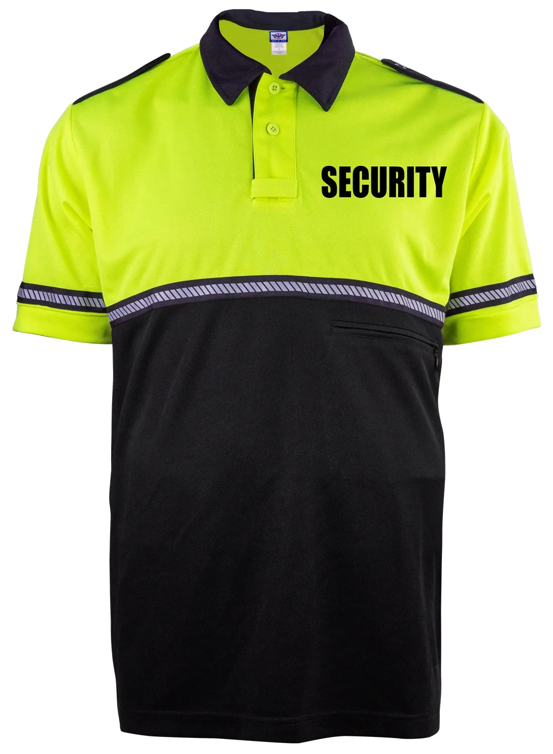 First Class Two Tone Security Bike Patrol Shirt with Zipper Pocket and Hash Stripes