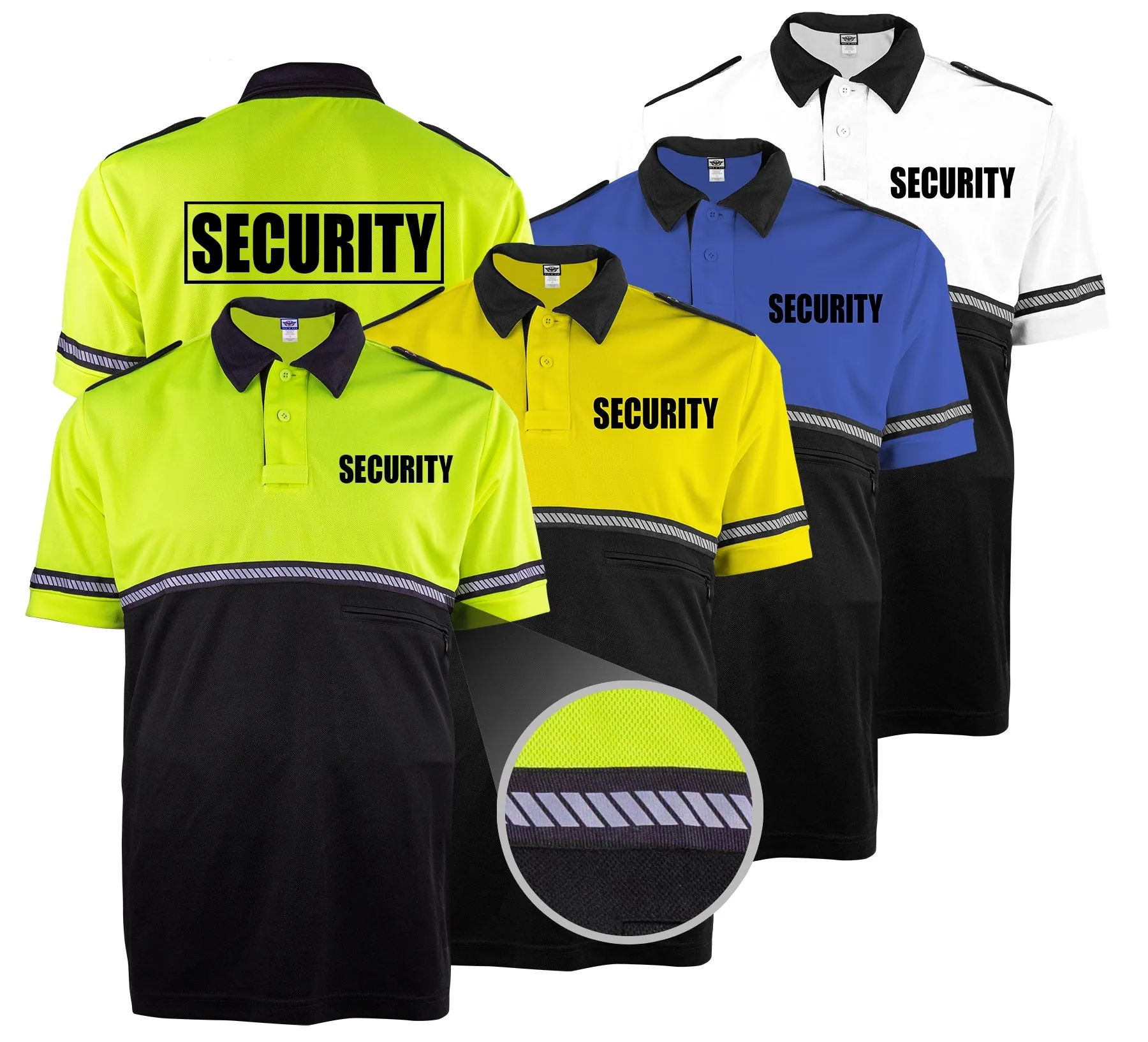 First Class Two Tone Security Bike Patrol Shirt with Zipper Pocket and Hash Stripes