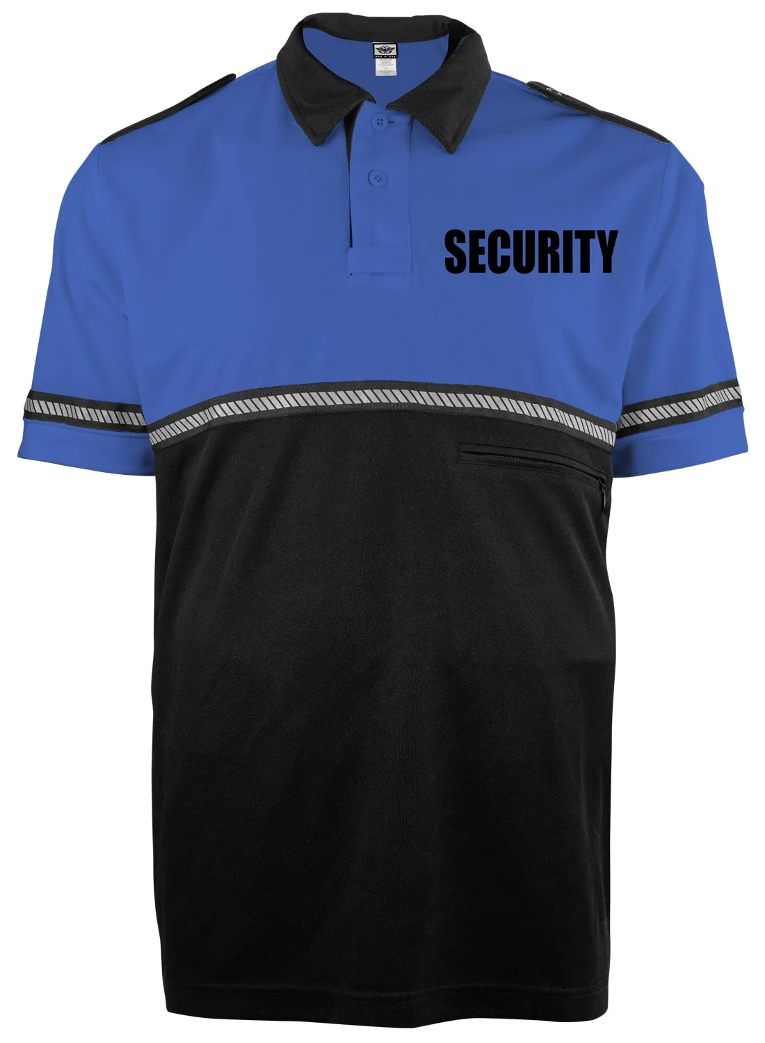 First Class Two Tone Security Bike Patrol Shirt with Zipper Pocket and Hash Stripes