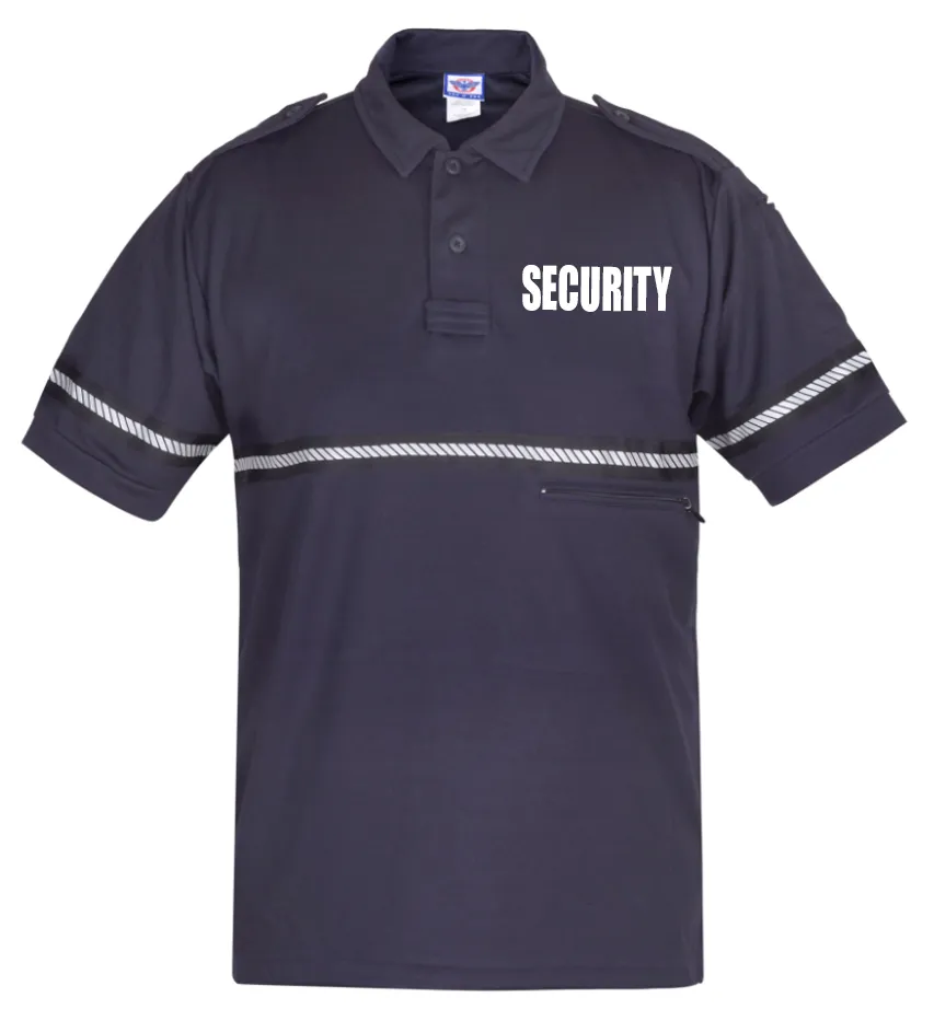 First Class Two Tone Security Bike Patrol Shirt with Zipper Pocket and Hash Stripes