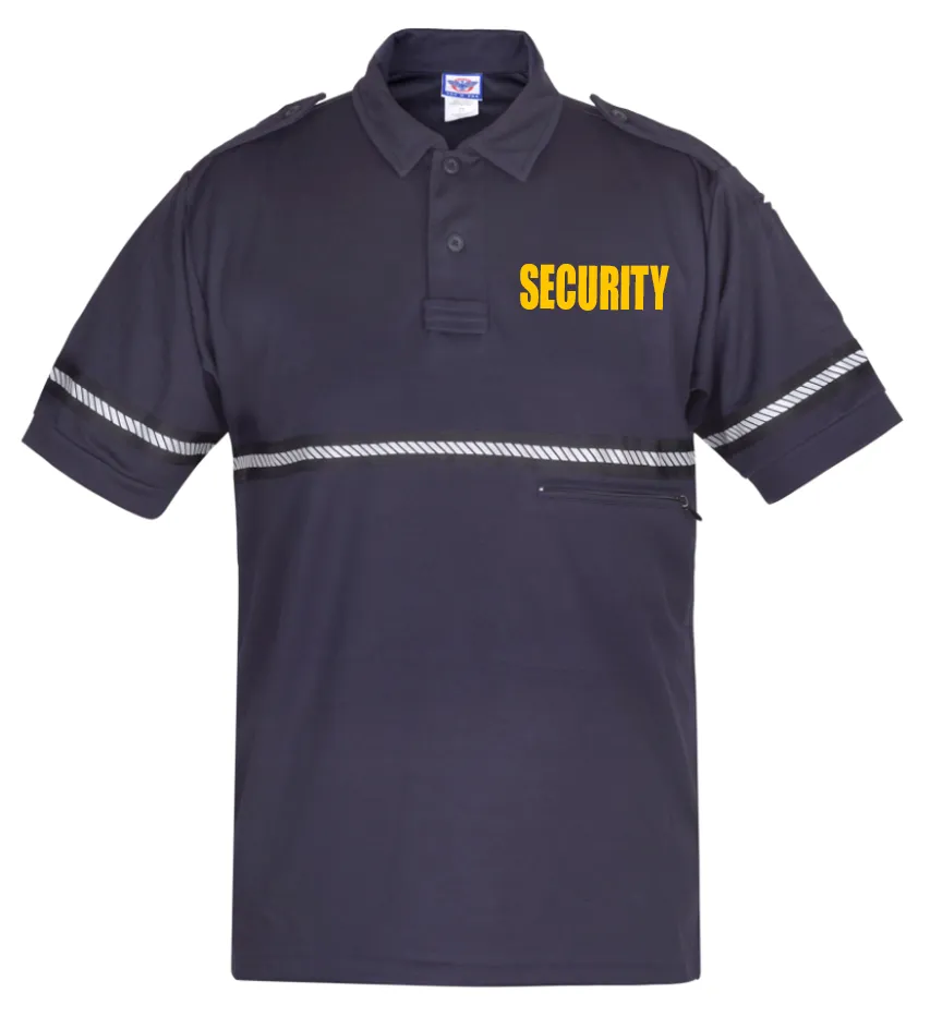 First Class Two Tone Security Bike Patrol Shirt with Zipper Pocket and Hash Stripes