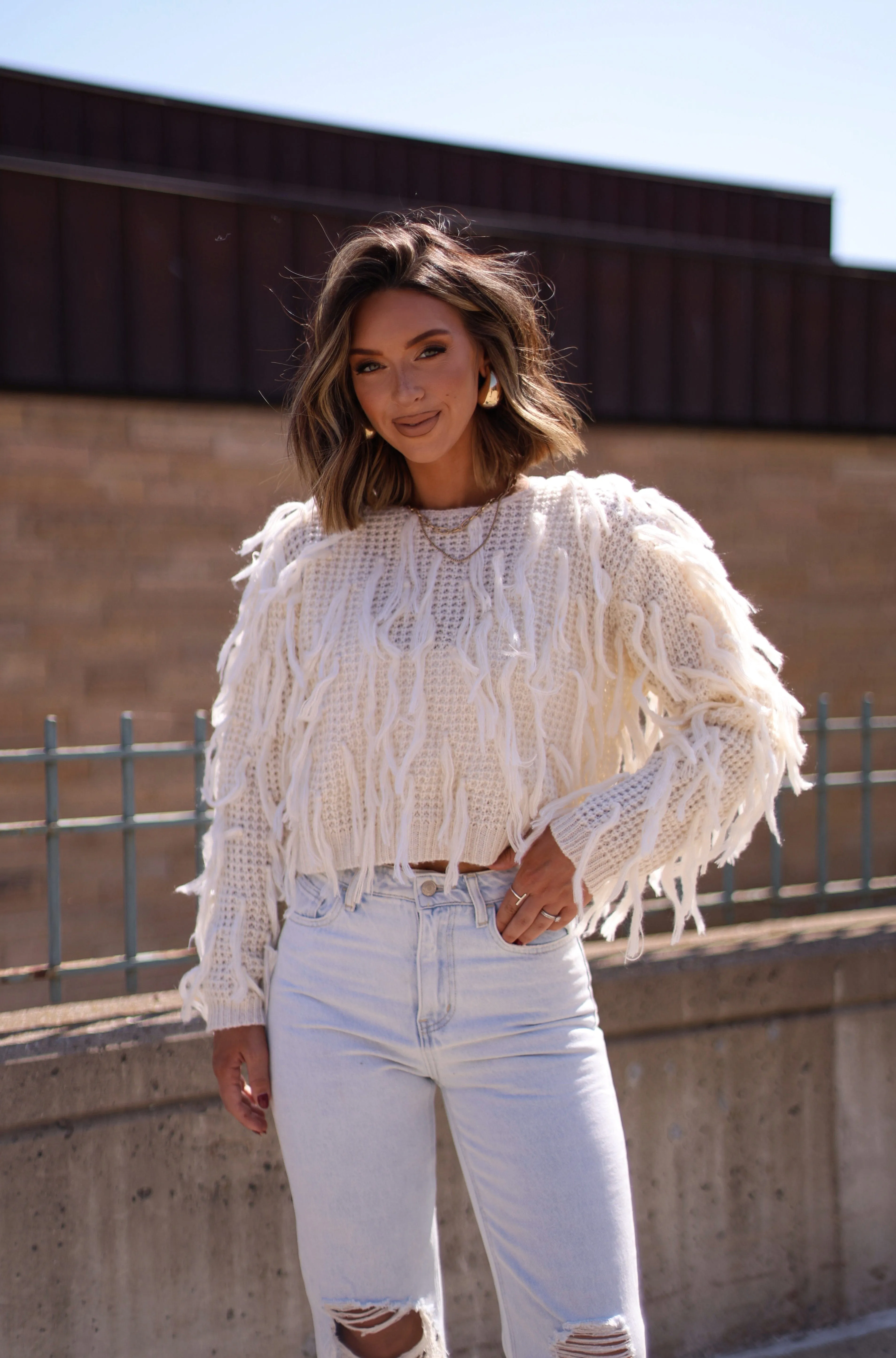 Frosty Fringe Sweater