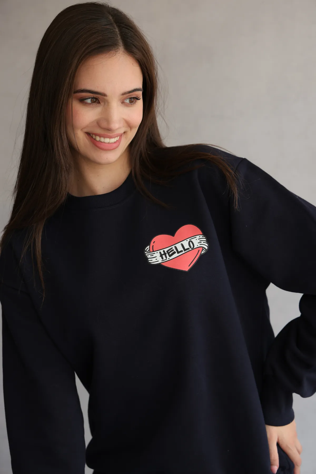 Hello Heart Navy Sweatshirt