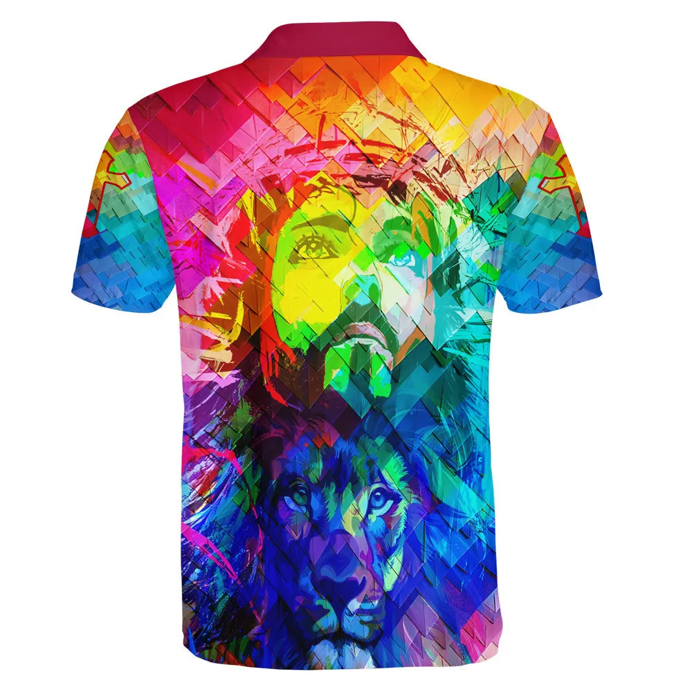 Jesus And Lion Polo Shirt - Christian Shirts & Shorts