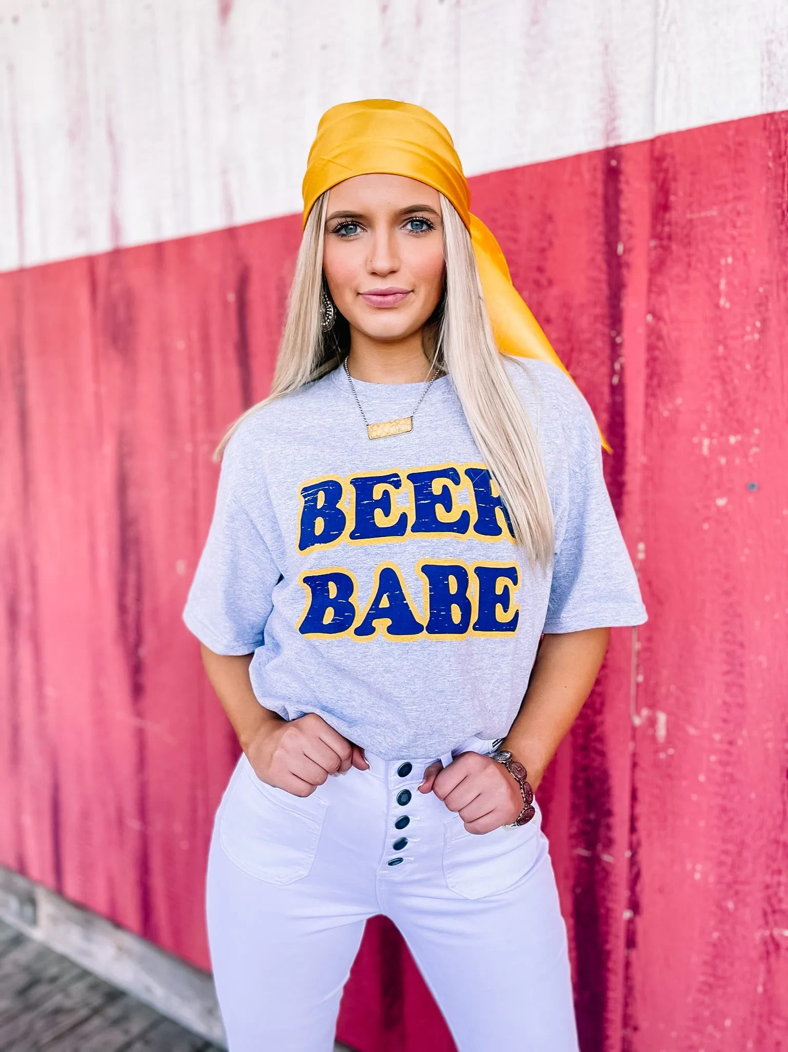 Last Chance Size Small & 2XL | Beer Babe Short Sleeve Graphic Tee in Heather Grey