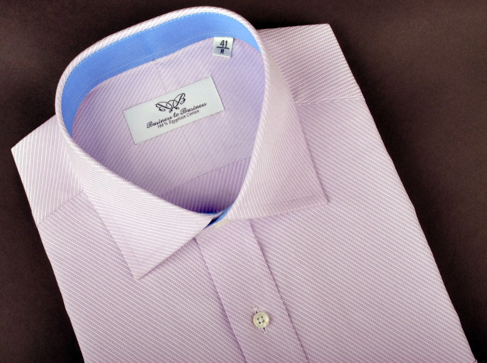 Lilac Designer Twill Formal Business Dress Shirt Blue Twill Inner-Lining Fashion