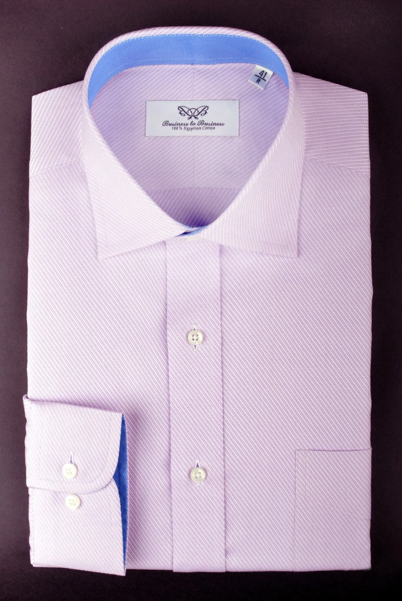 Lilac Designer Twill Formal Business Dress Shirt Blue Twill Inner-Lining Fashion