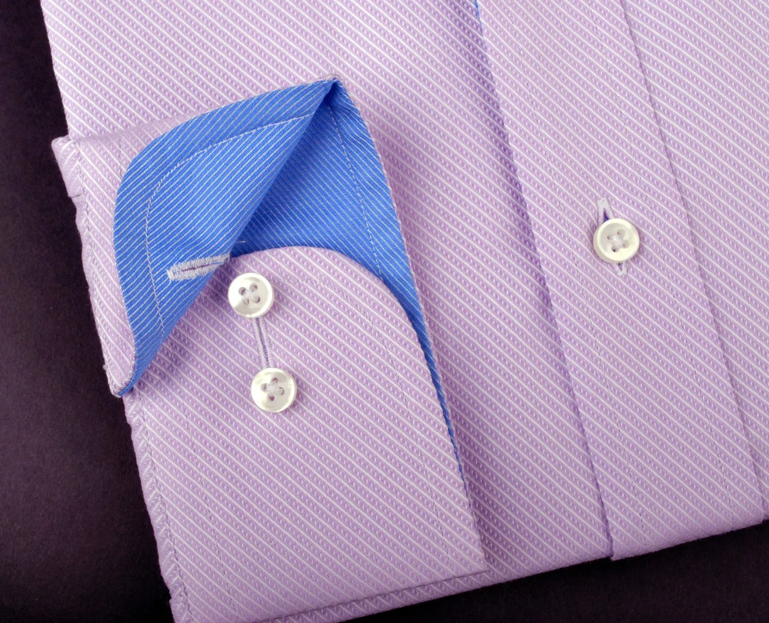 Lilac Designer Twill Formal Business Dress Shirt Blue Twill Inner-Lining Fashion