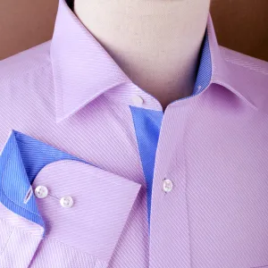 Lilac Designer Twill Formal Business Dress Shirt Blue Twill Inner-Lining Fashion