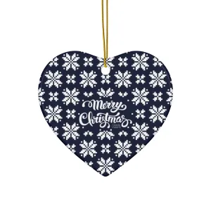 Merry Christmas Ceramic Ornament with Italian Design print | Blue | Giada Valenti Collection