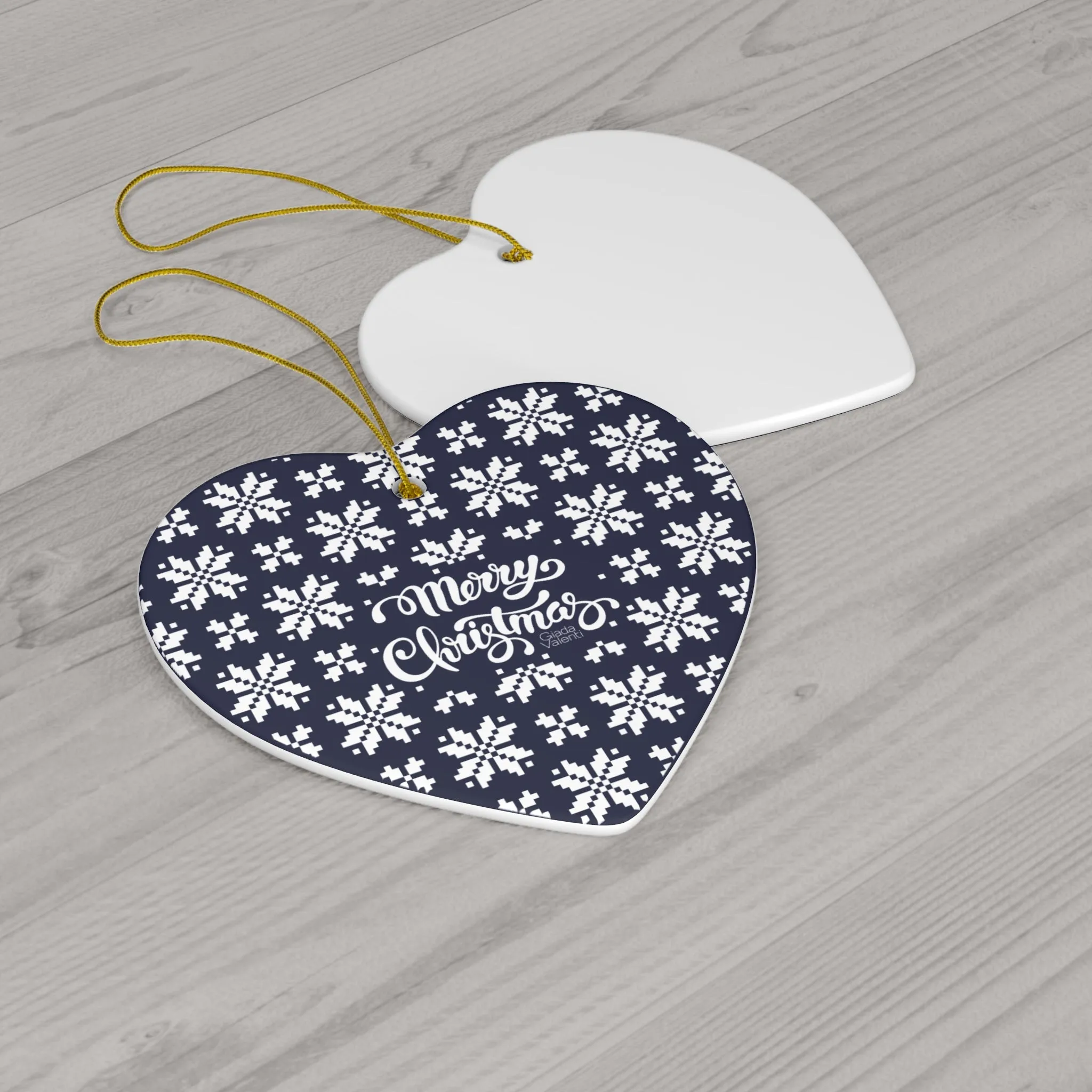 Merry Christmas Ceramic Ornament with Italian Design print | Blue | Giada Valenti Collection