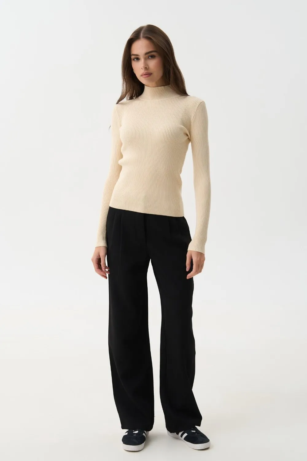 Milk Rib Knit Turtleneck Sweater