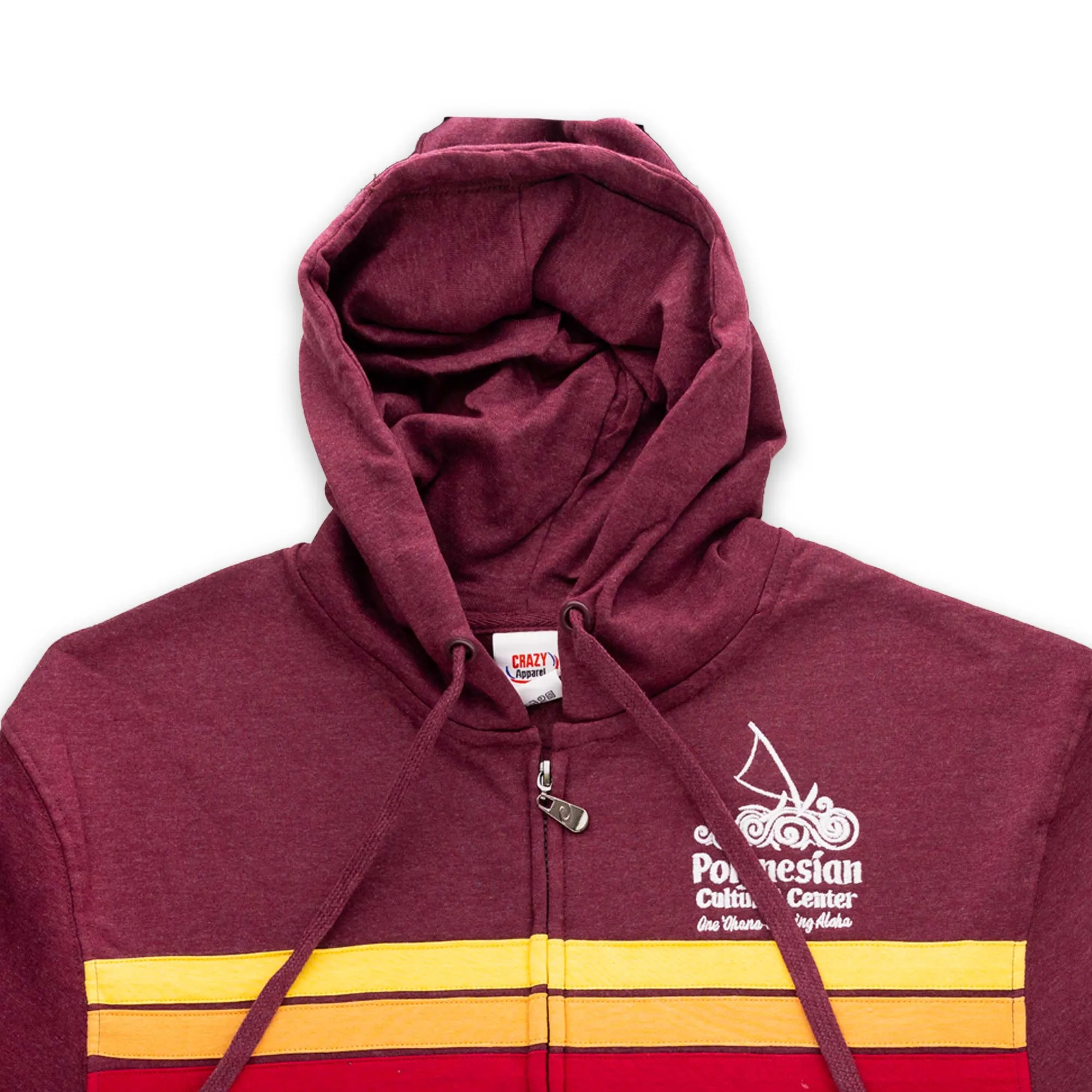 Multi-color Stripe "Polynesian Cultural Center" Logo Full Zip Hoodie