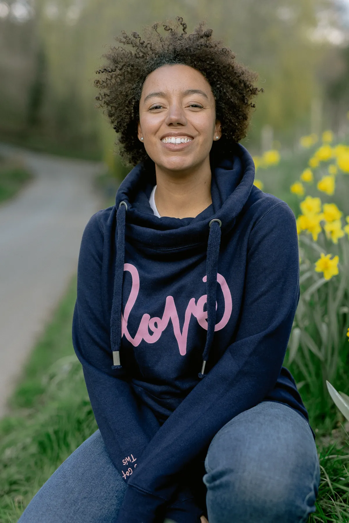 Navy Love Me Cowl Neck Hoodie