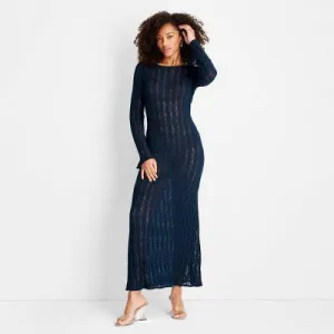 New - Women's Long Sleeve Open Stitch Maxi Dress - Future Collective with Jenee Naylor