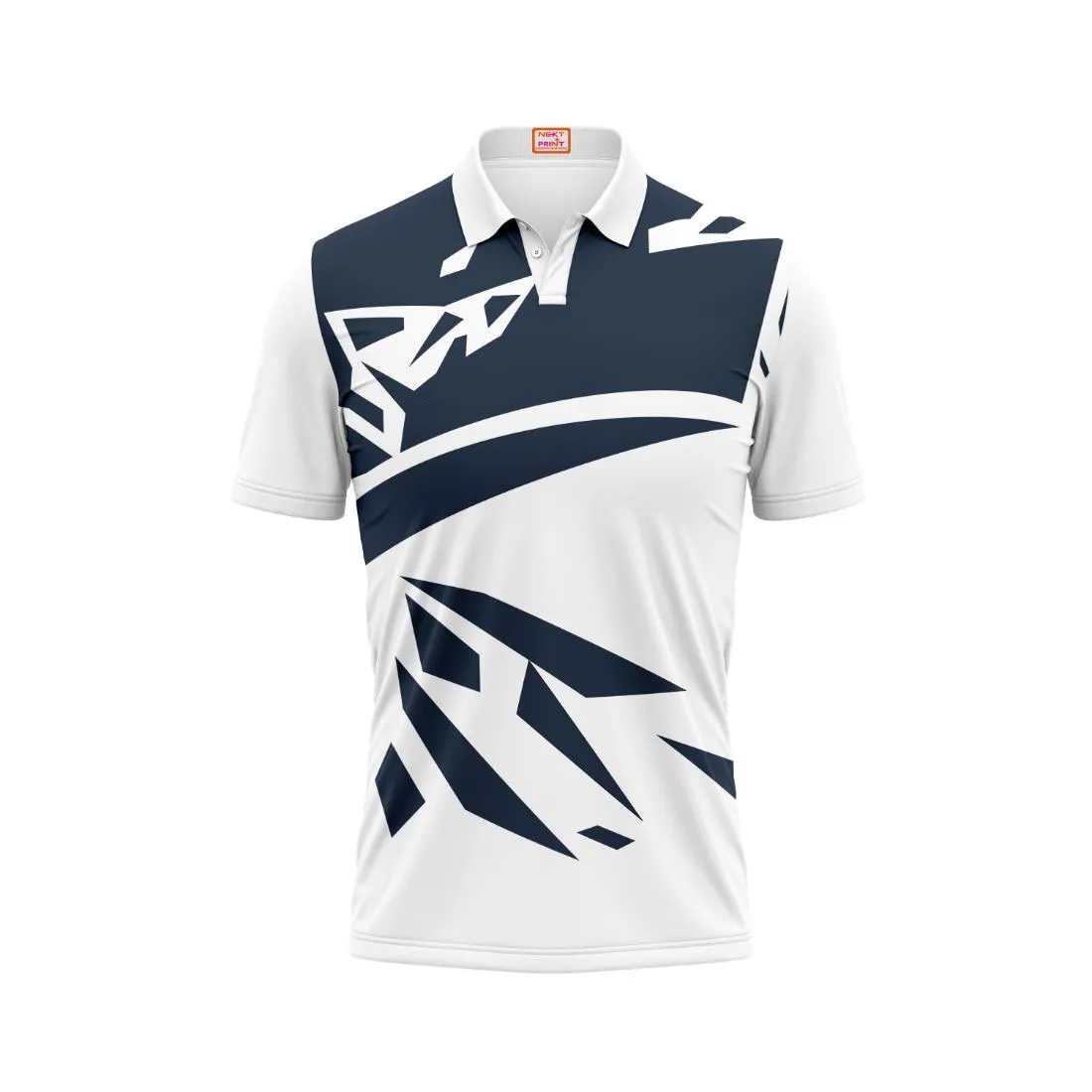 Next Print Customized Polo Neck White Jersey - Design 11