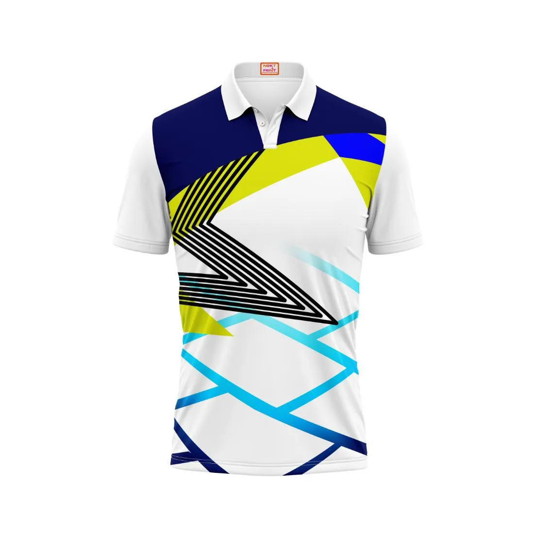 Next Print Customized Polo Neck White Jersey - Design 6