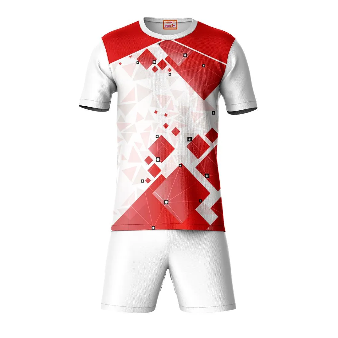 Next Print Round neck jersey white with shorts NPTS102