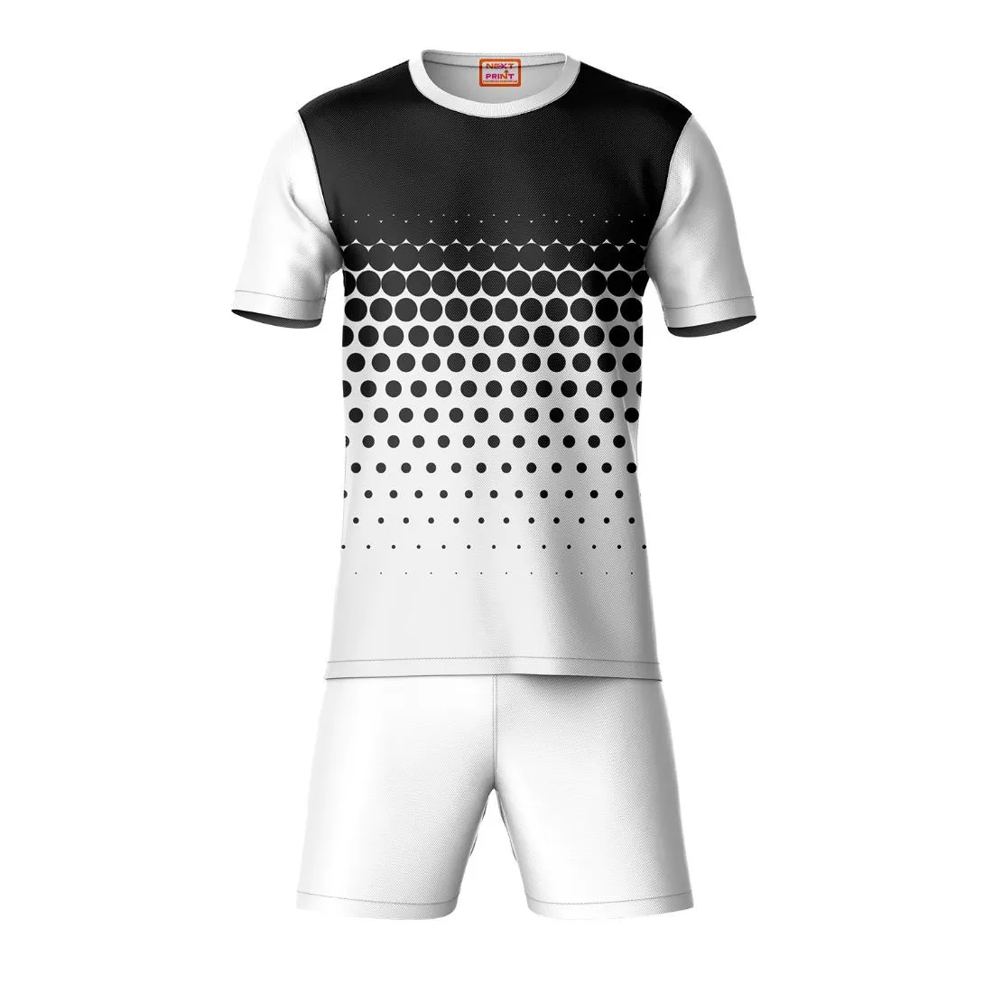 Next Print Round neck jersey white with shorts NPTS109