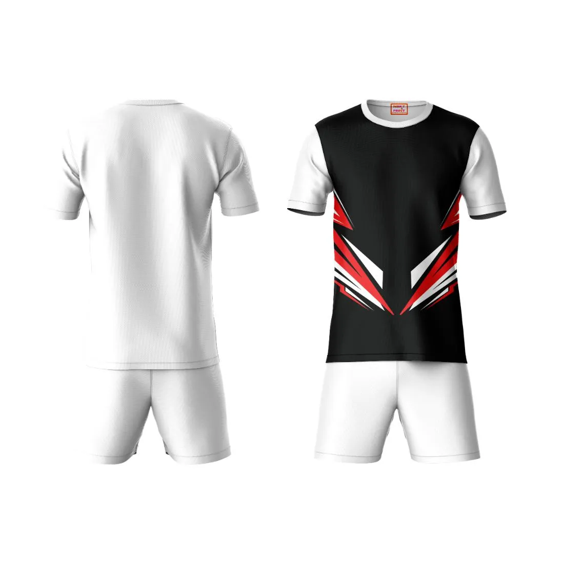 Next Print Round neck jersey white with shorts NPTS12