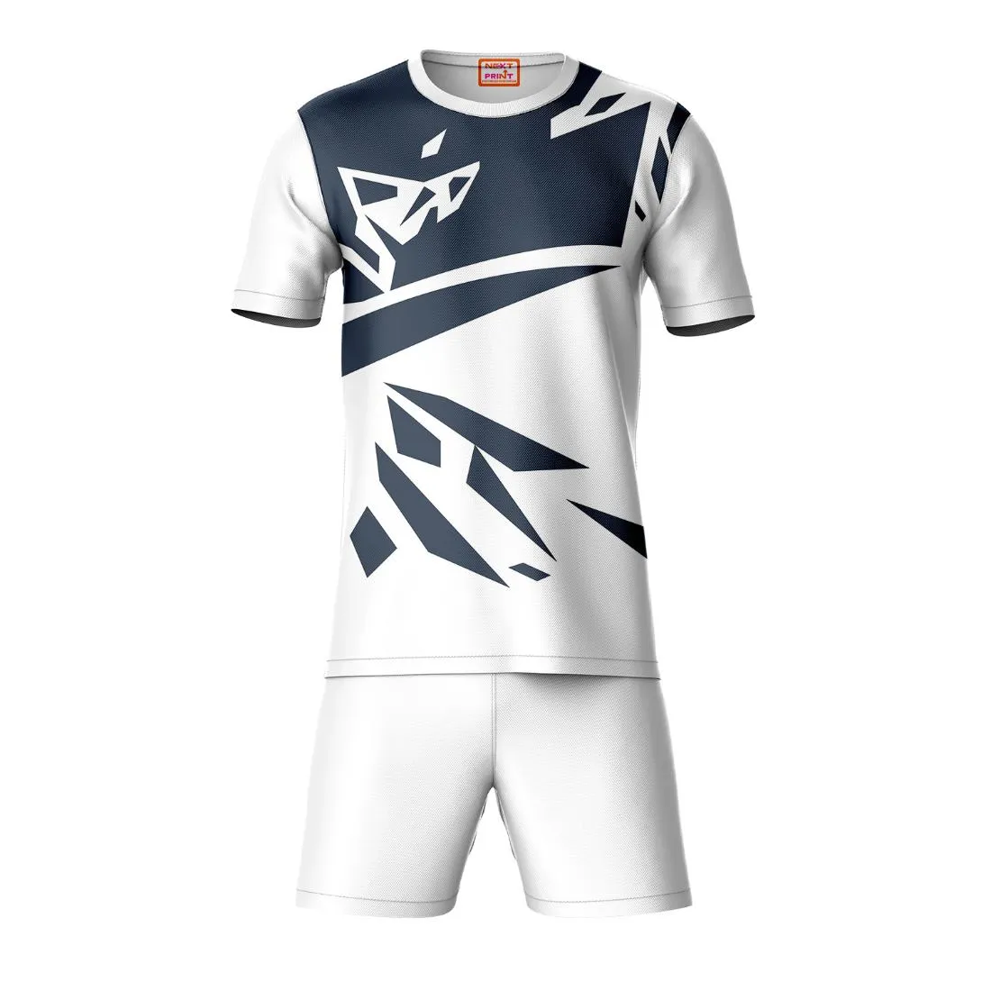 Next Print Round neck jersey white with shorts NPTS137