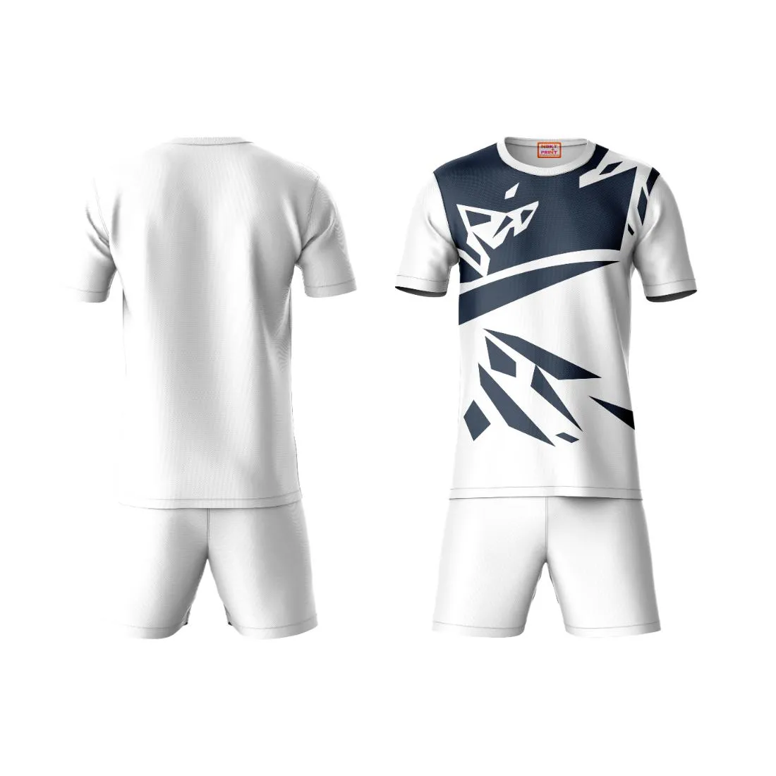 Next Print Round neck jersey white with shorts NPTS137