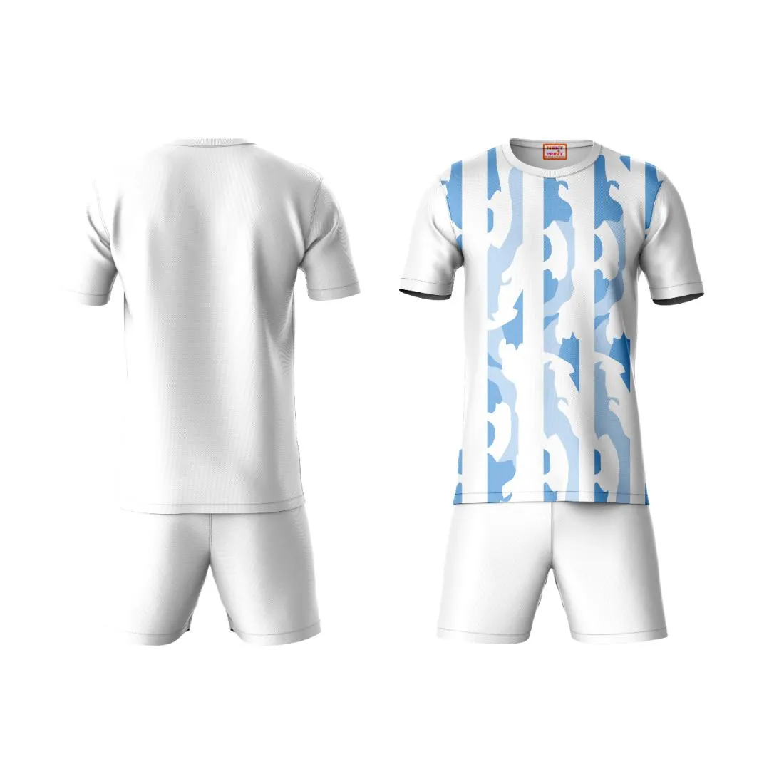 Next Print Round neck jersey white with shorts NPTS143