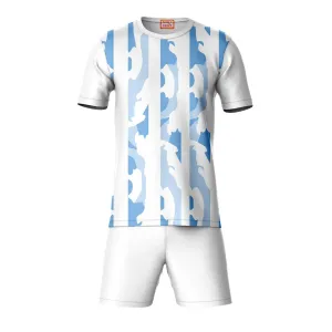 Next Print Round neck jersey white with shorts NPTS143