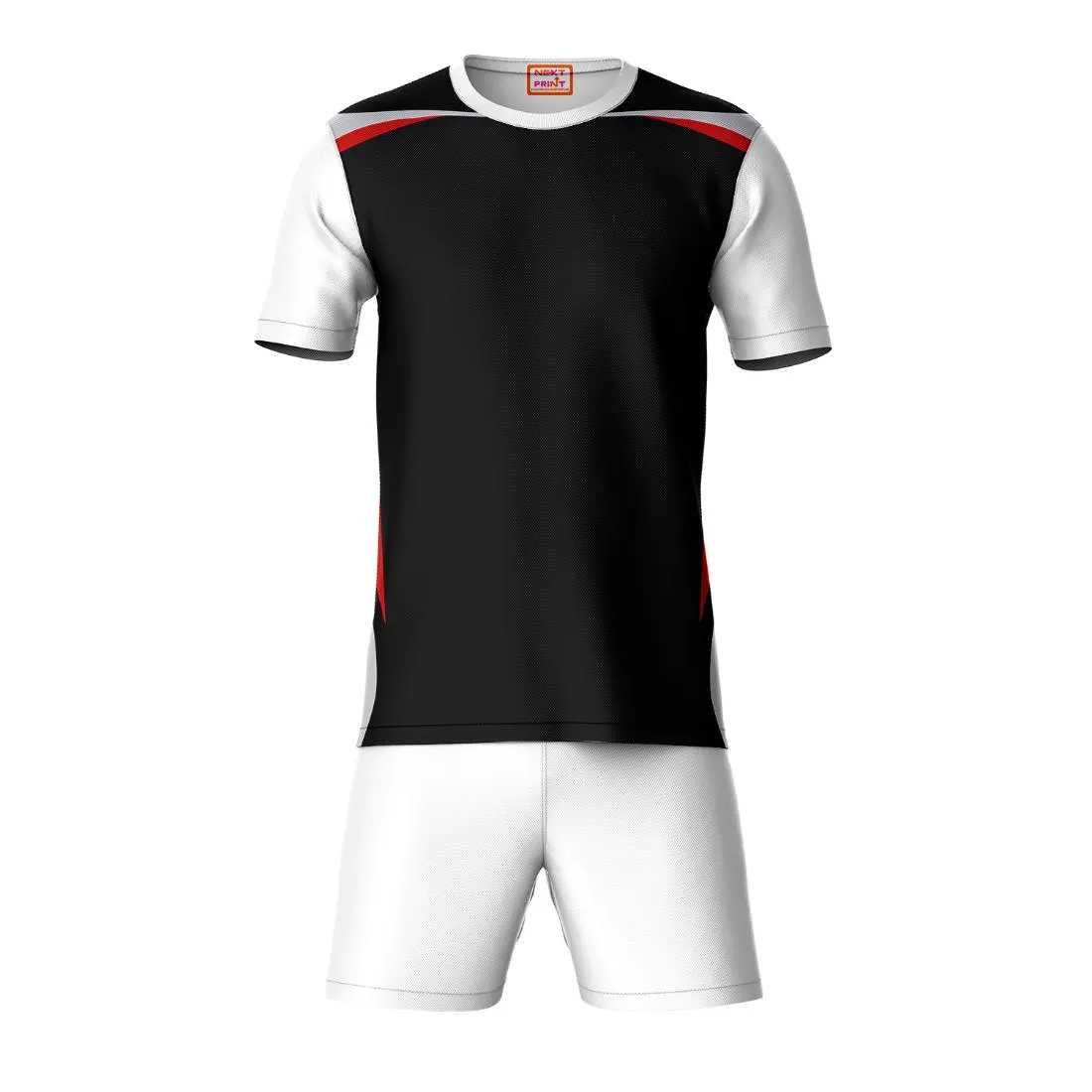 Next Print Round neck jersey white with shorts NPTS150