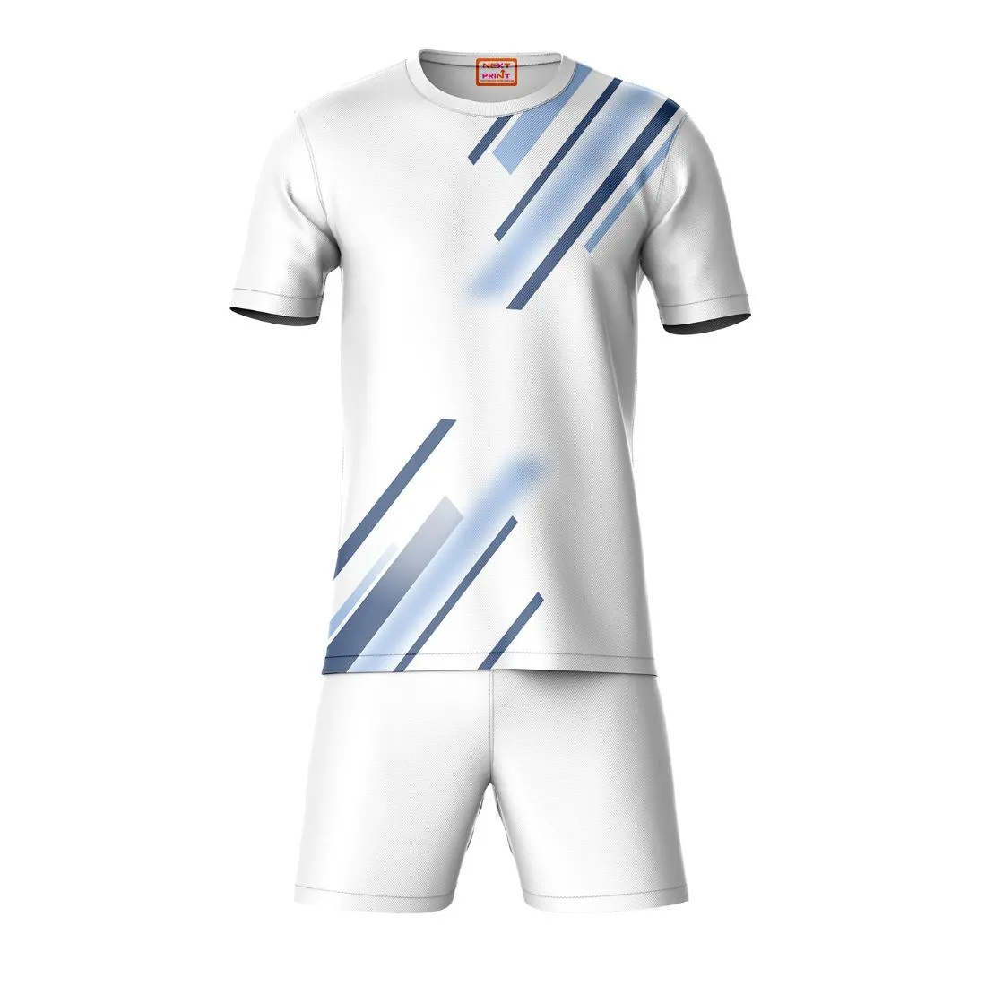 Next Print Round neck jersey white with shorts NPTS153