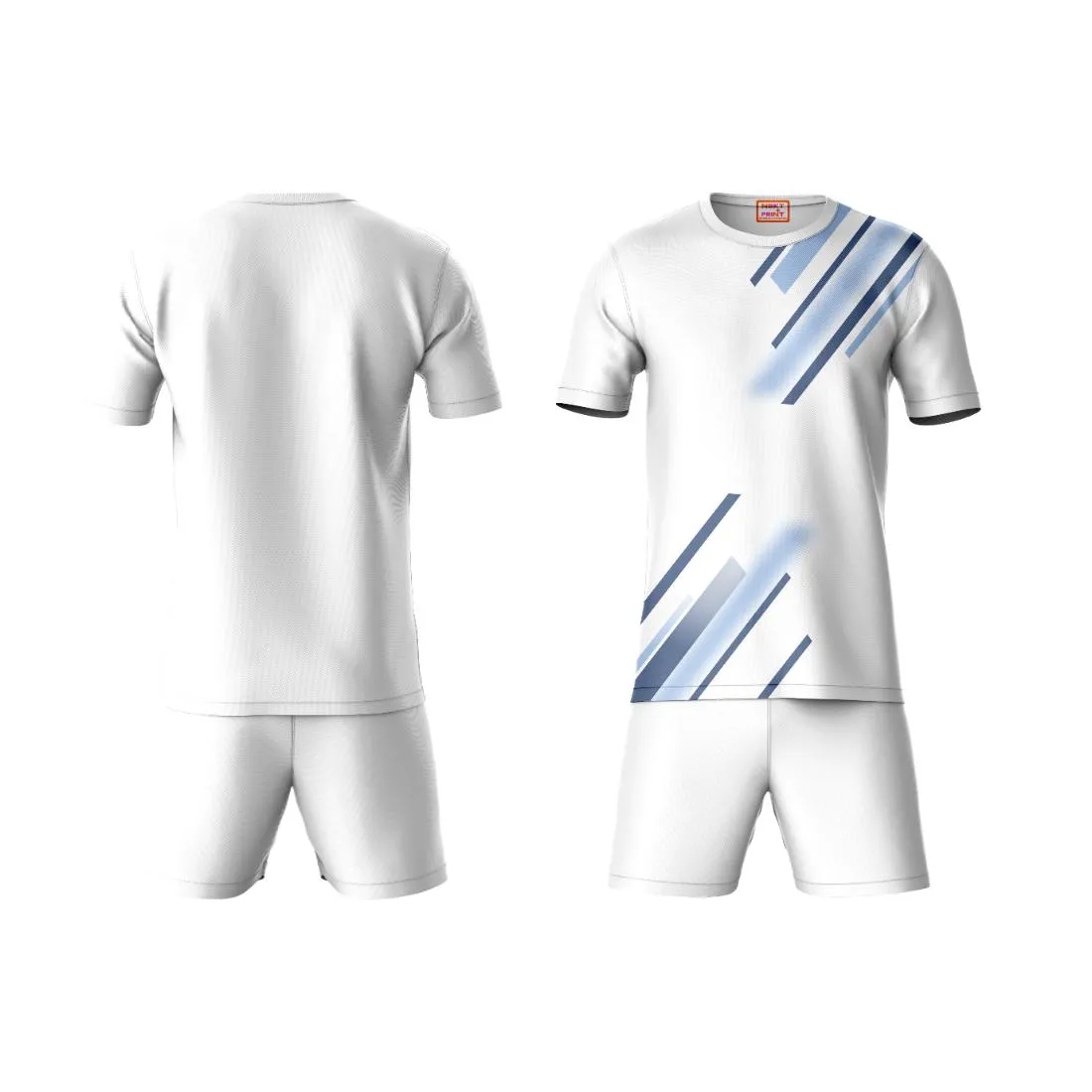 Next Print Round neck jersey white with shorts NPTS153